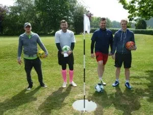 Group with footgolf balls at the course